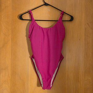 PQ PilyQ One Piece Scoop Swimsuit Womens M Hot Pink Adjustable Strap Resort